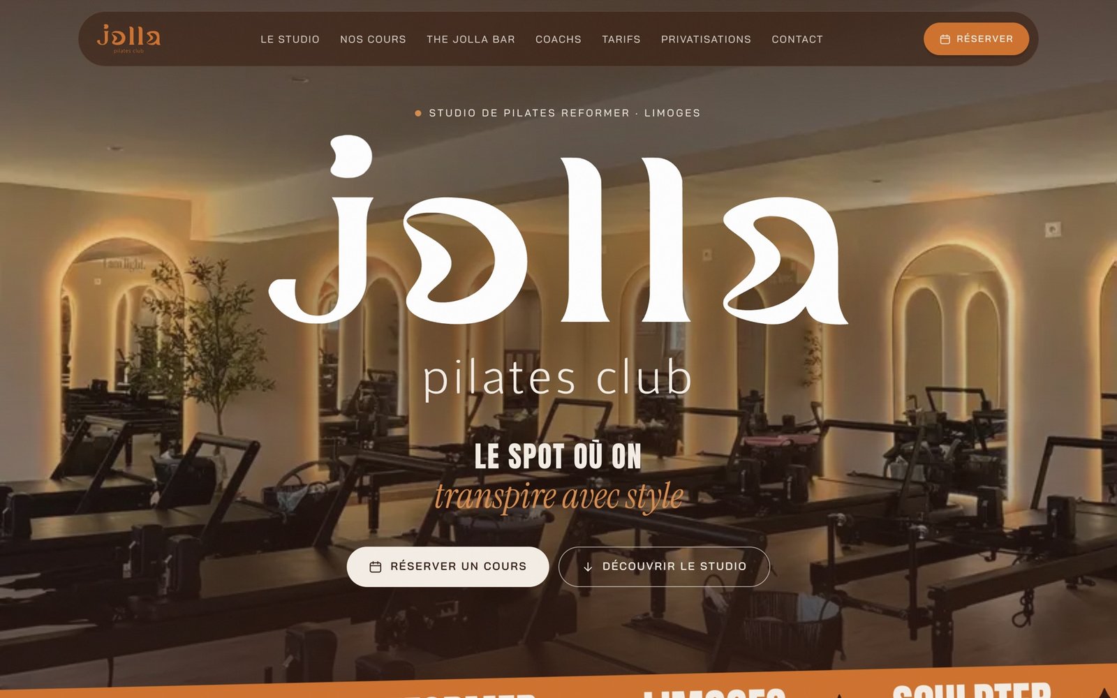Site Jolla Pilates Club sur ordinateur